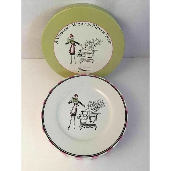 Set of 4 Rosanna Ceramic Salad Plates A Woman's Work is Never Done 8" - Picture 9 of 13